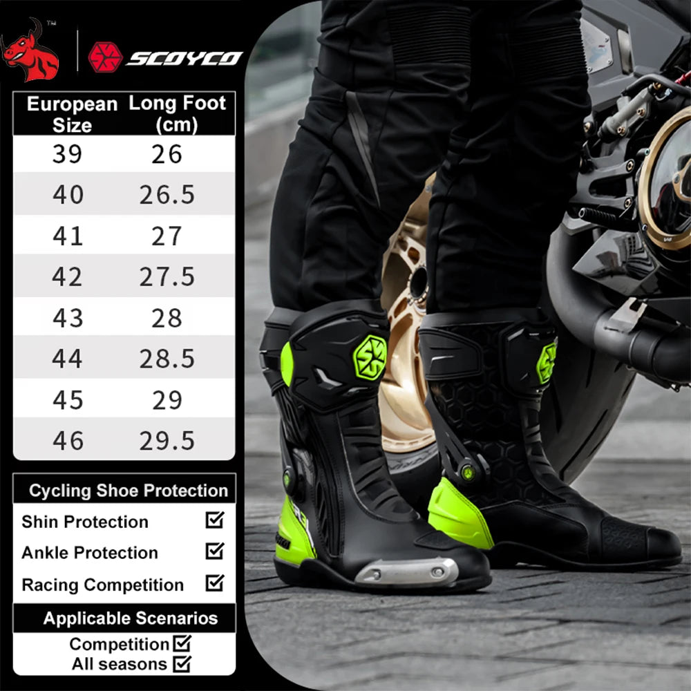 Motorcycle Boots For Men Anti-Slip Sole Ankle Support All-Terrain Grip