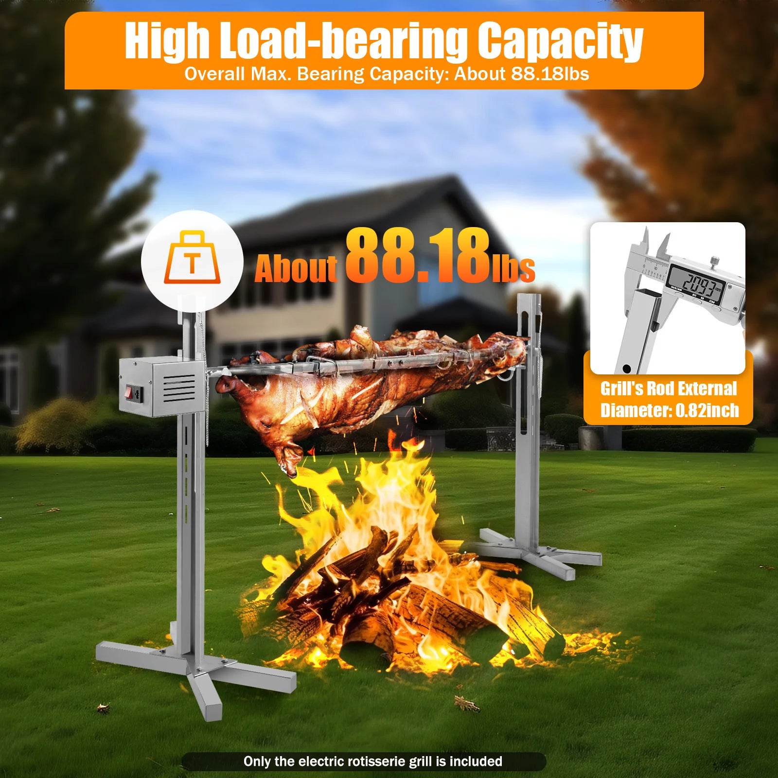 53" Rotisserie Grill Kit Roaster Stand