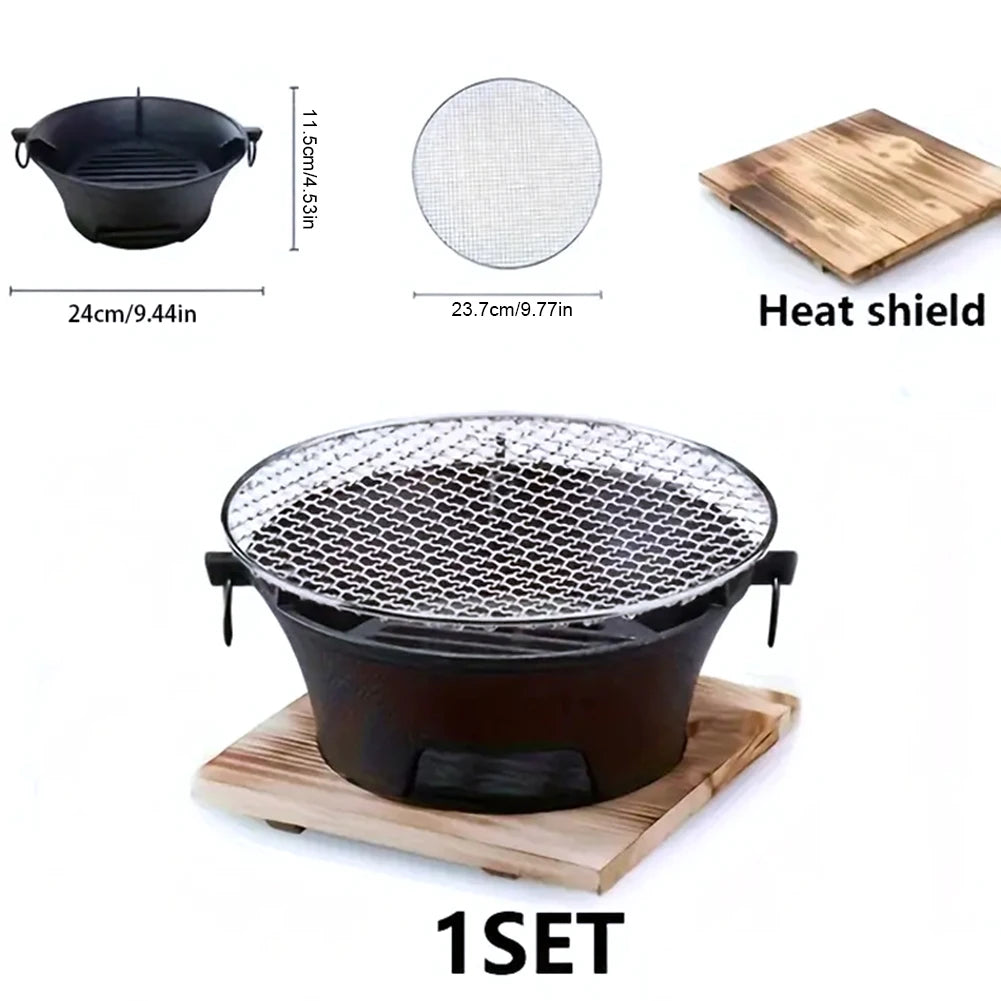Stainless Steel Round Barbecue Grill Portable Stove