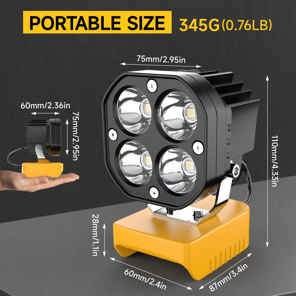 6000LM Portable LED Work Light Dewalt 20V Battery