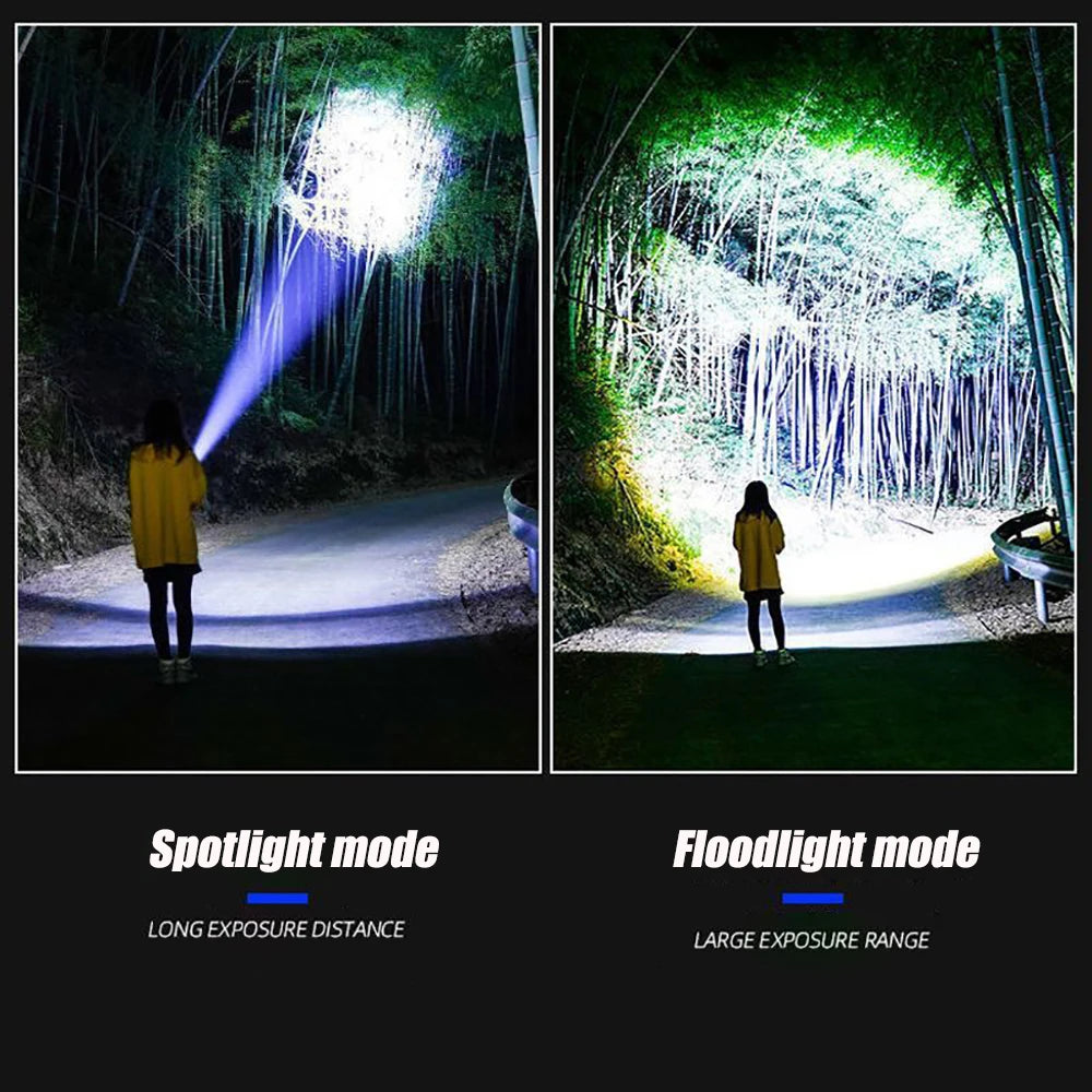 1000W Flash Light Emergency Spotlight 9km Tactical Torch