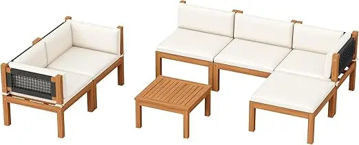 7 Piece Acacia Wood Patio Sofa