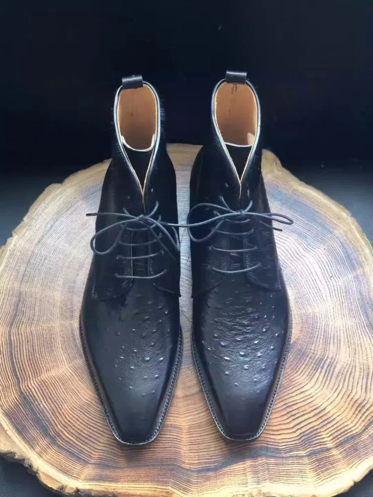 Handmade Shoes Mens British Style Square Toe