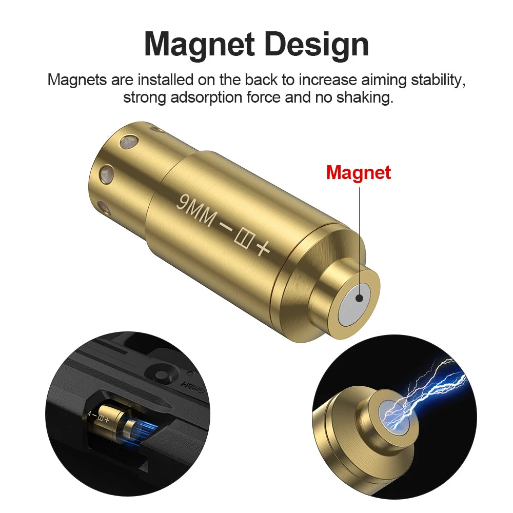 9MM Optics Cartridge Red Laser Bore Brass Sighter