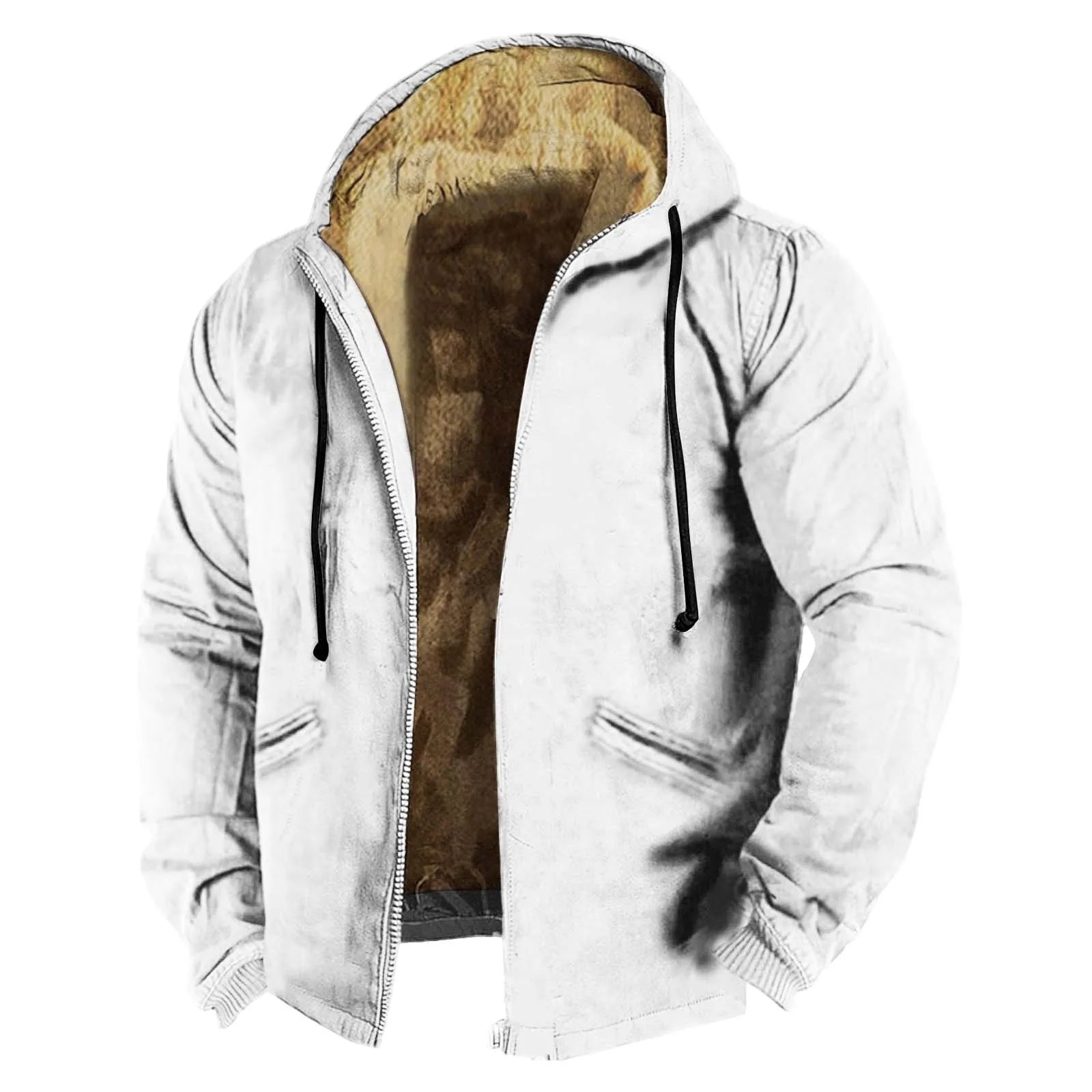 Men Winter Jacket Fleece Lined Solid Color