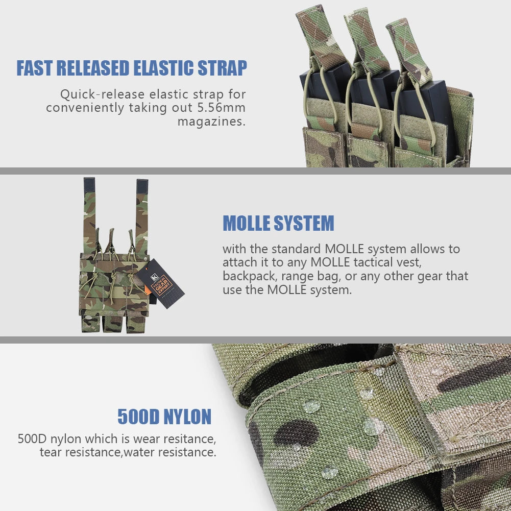Triple Magazine Pouch Tactical MOLLE Hunting Gear
