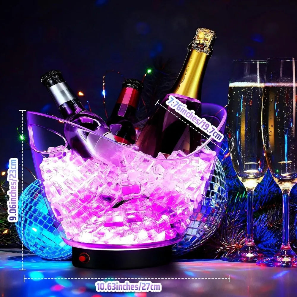 4 Pcs LED Ice Buckets 2L Clear Plastic RGB Lights
