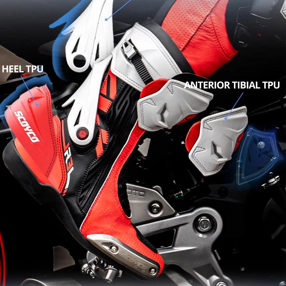 Motorcycle Boots For Men Anti-Slip Sole Ankle Support All-Terrain Grip