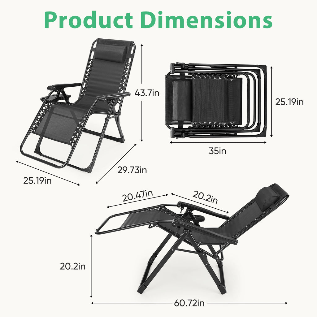 Zero Gravity Recliner Camping Patio Lounge Chair Folding
