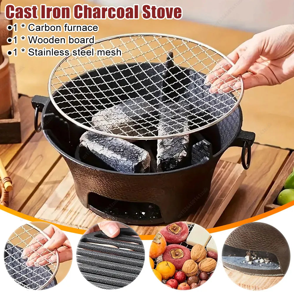 Stainless Steel Round Barbecue Grill Portable Stove