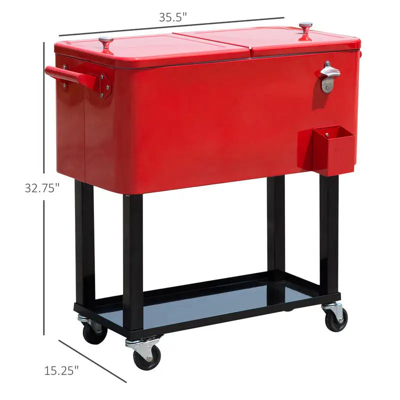 80 QT Rolling Cooling Bins Ice Chest on Wheels