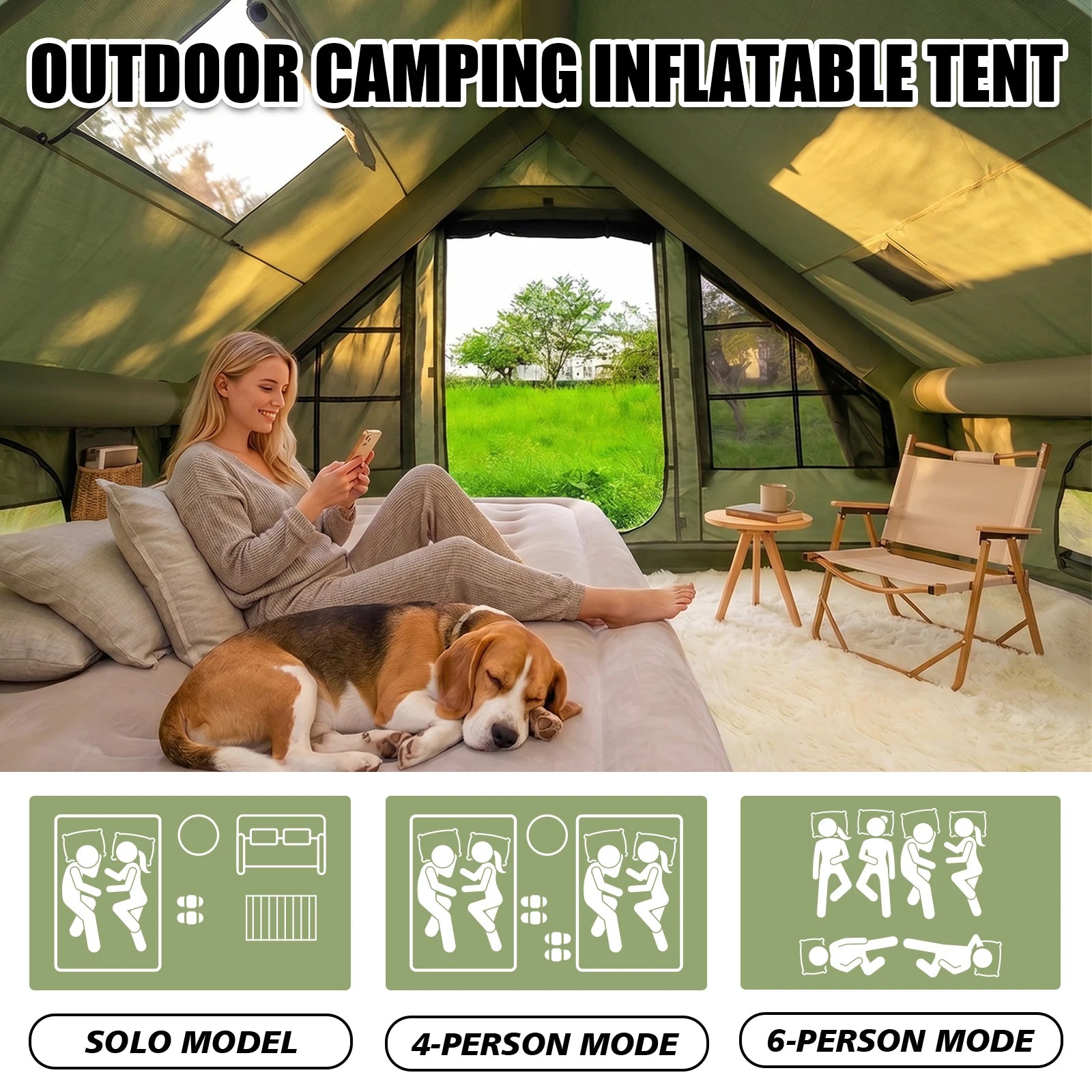 Inflatable Camping Tent with Skylight