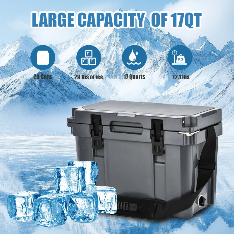 17QT Portable Rotomolded Hard Cooler