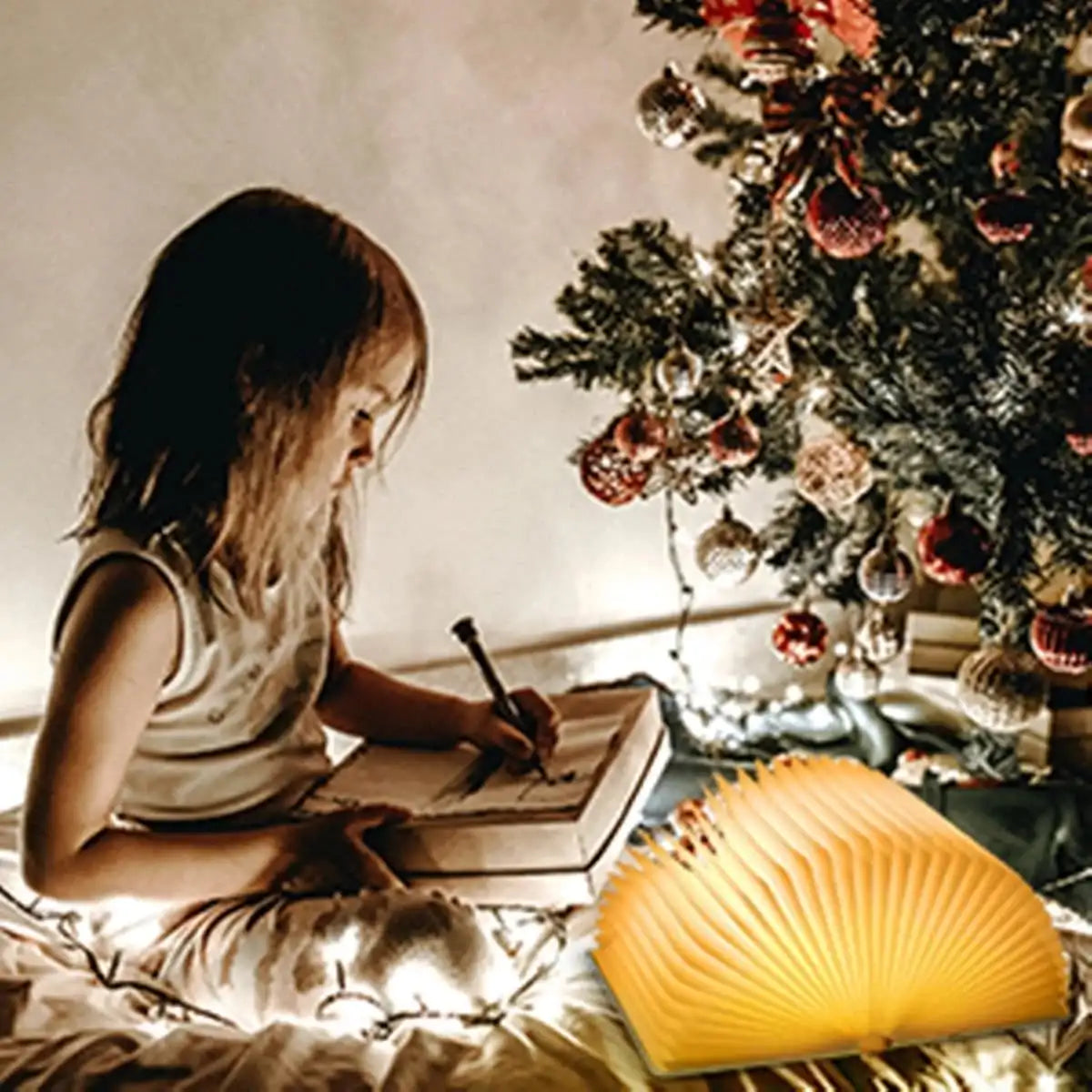 Wooden Folding Book Lamp Portable LED Desk Light USB Rechargeable