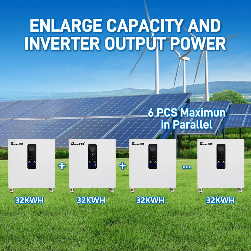32kWh Battery 51.2V 600Ah 12kW 3-Phase Inverter