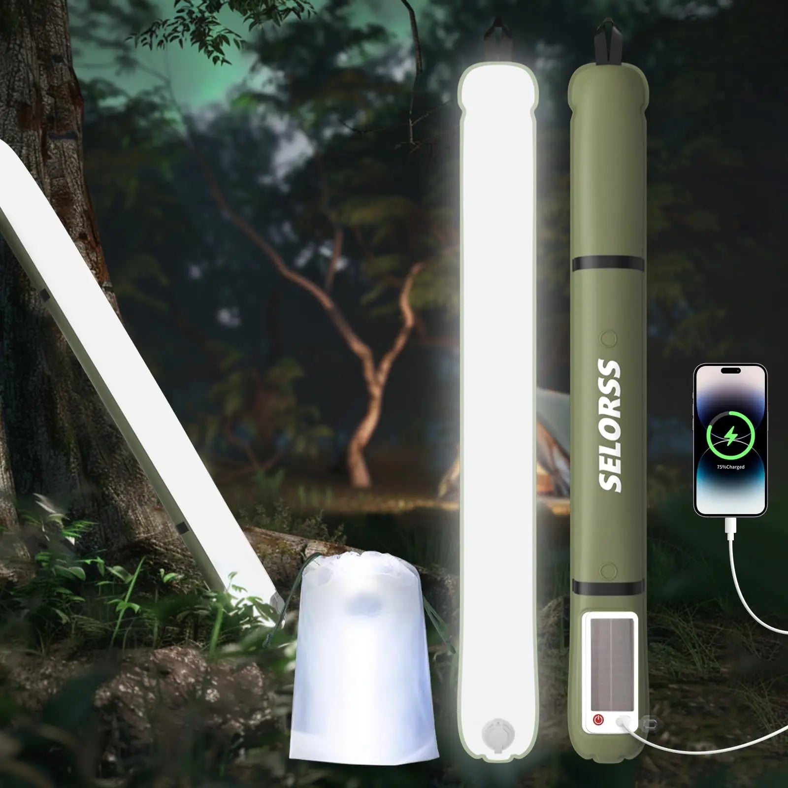 Solar Camping Lantern 2000mAh Folding Portable Light Waterproof