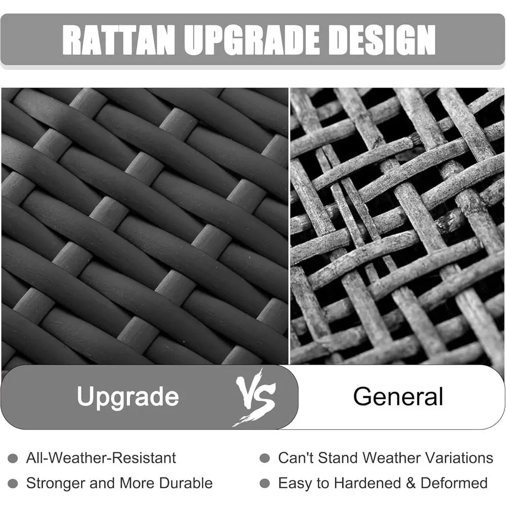 15-Piece Outdoor Patio Furniture Set with Fire Pit Table, Rattan Wicker Sectional Sofa with Coffee Table