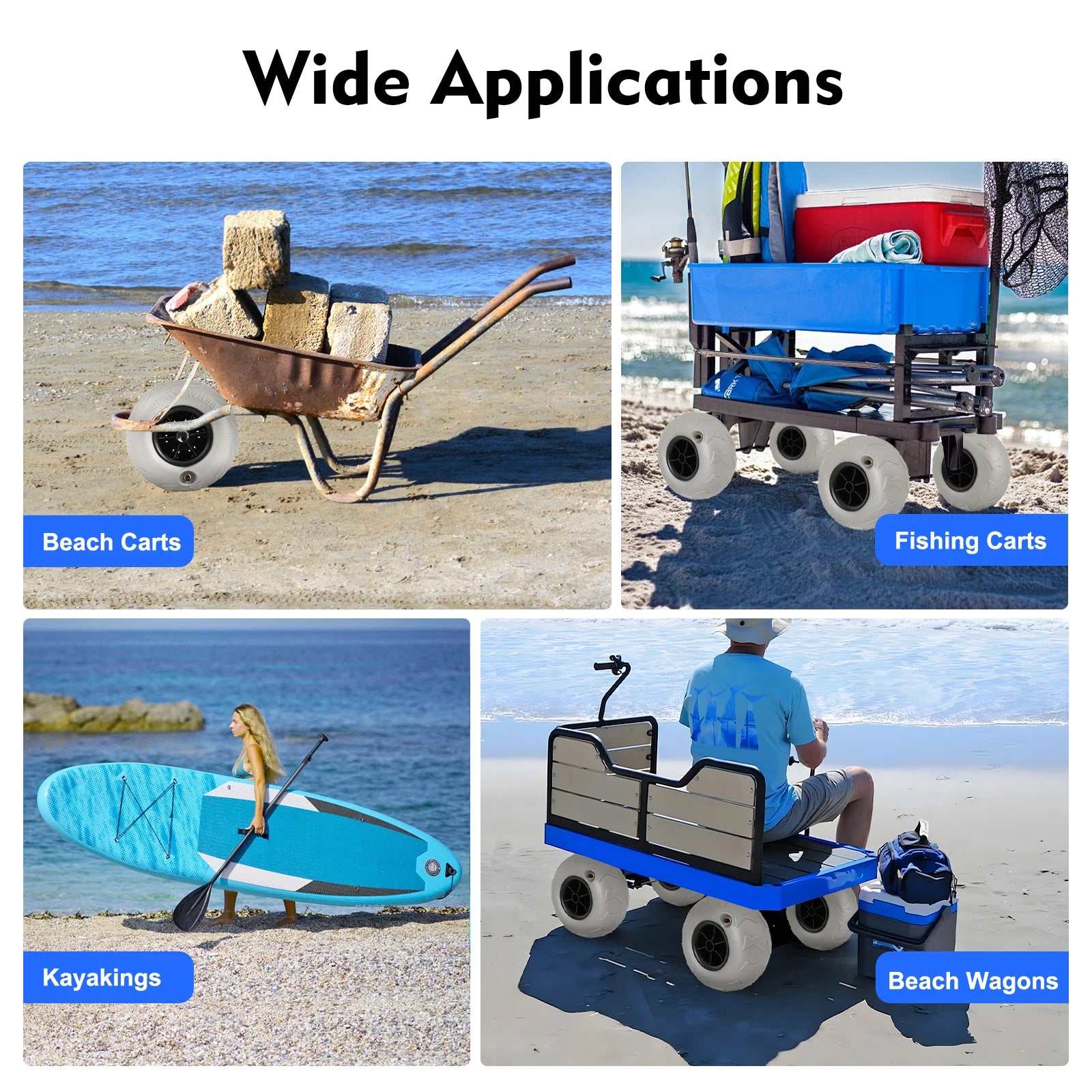 9 inch 2x Beach Cart Inflatable Wheels