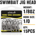 15PCS Hover Rig Jighead Swimbait Fishing Hooks