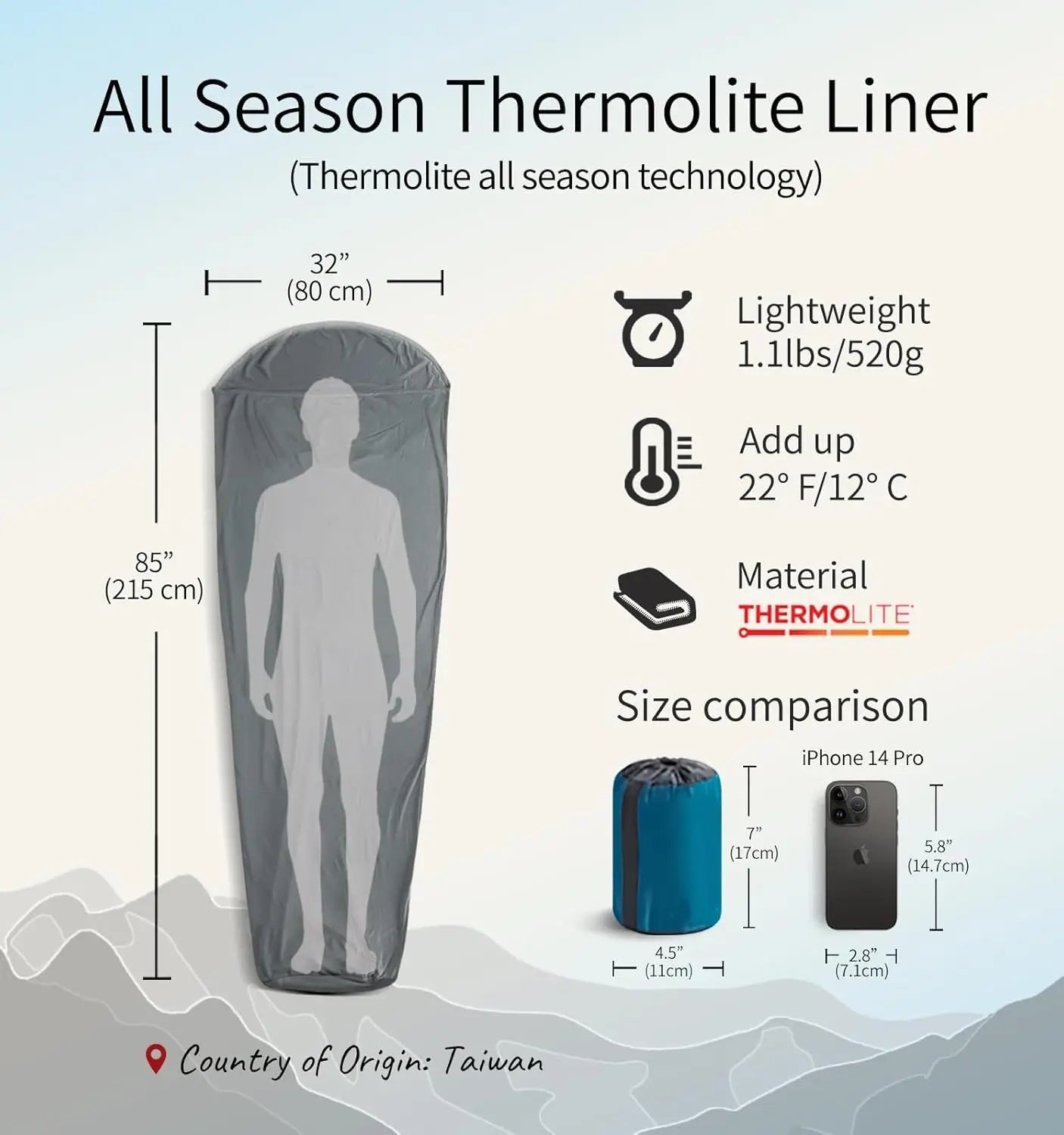 Thermolite Sleeping Bag Liner Adds 22°F Warmth