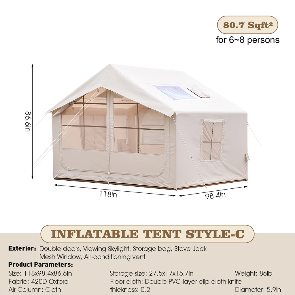 Inflatable Tent Air Conditioning Vent Glamping Blow up Tent