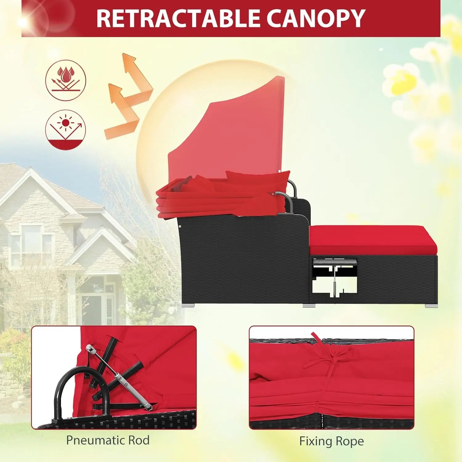 Outdoor Daybed with Canopy 2 Person