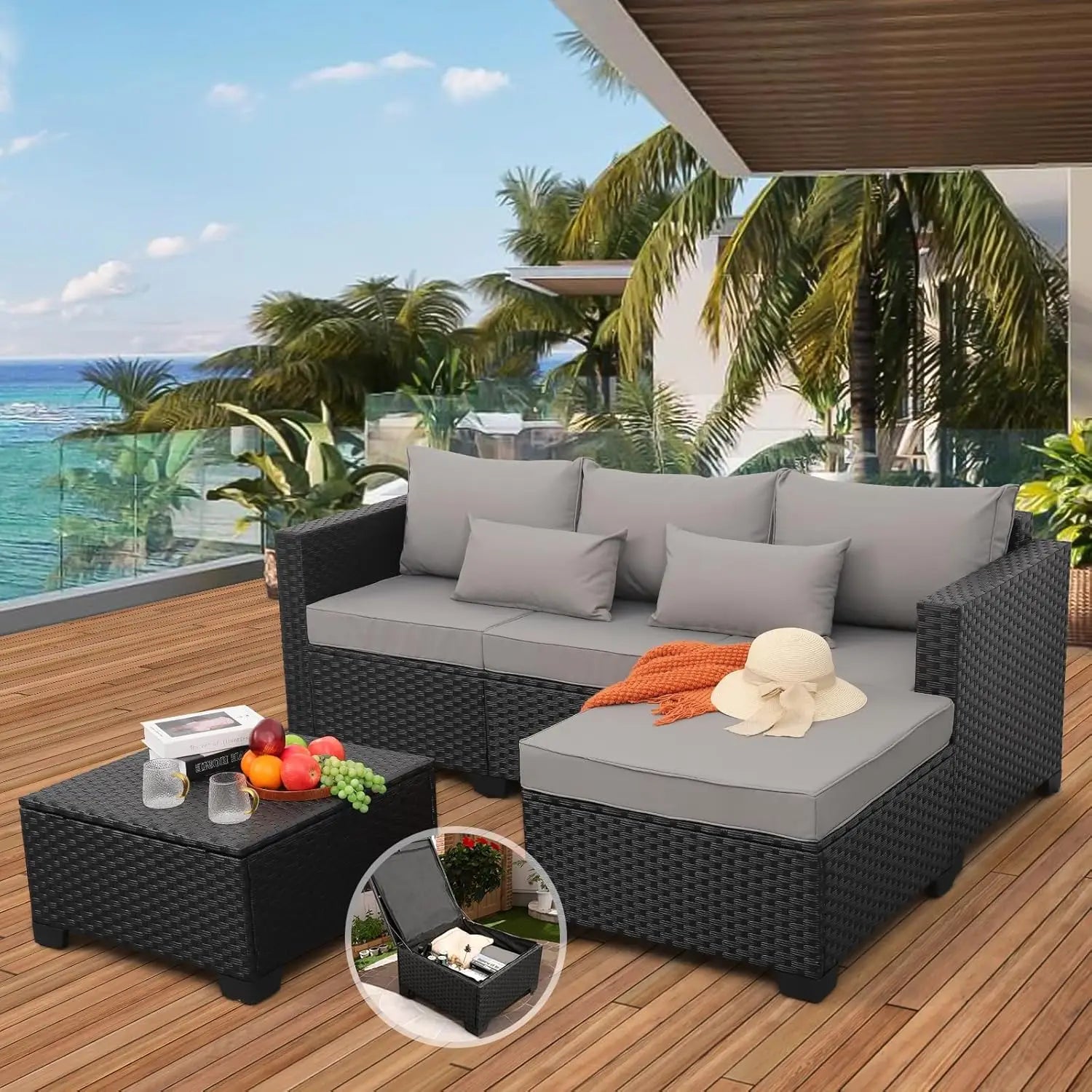 Patio Furniture Set Outdoor Sectional Wicker