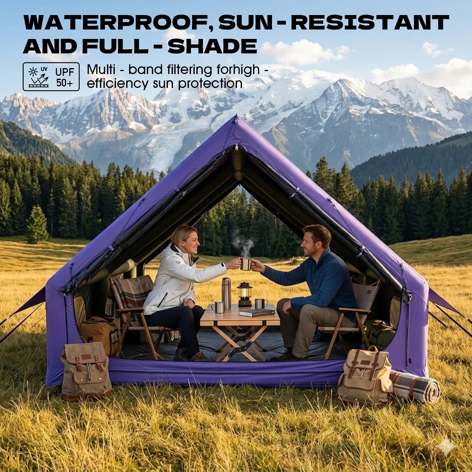 Purple Inflatable Tent with Hand Pump for Camping