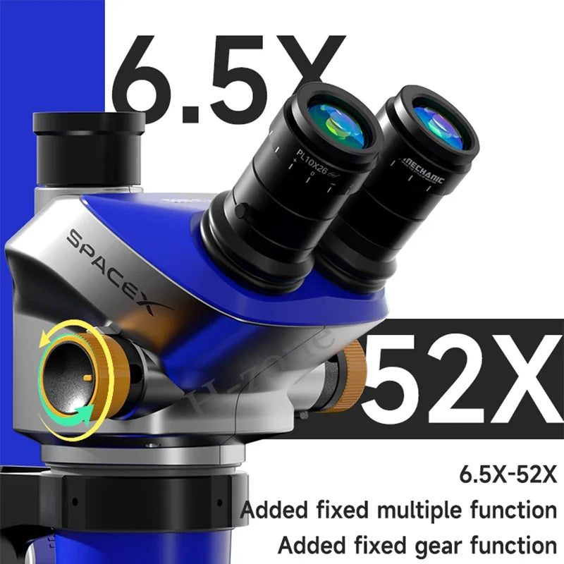 Trinocular Microscope 6.5X-52X Continuous Zoom