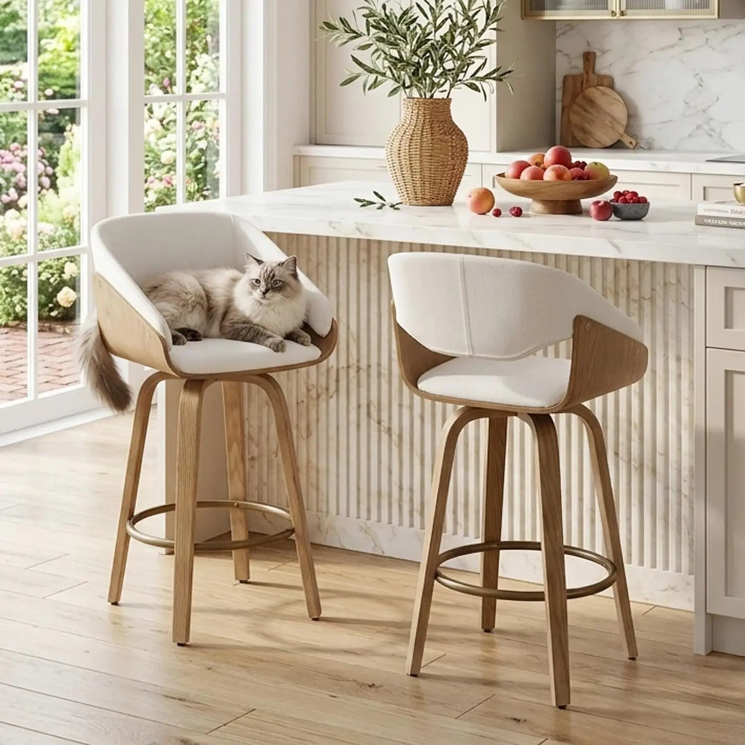 26’’ Modern Barrel Swivel Counter Stools Counter Height