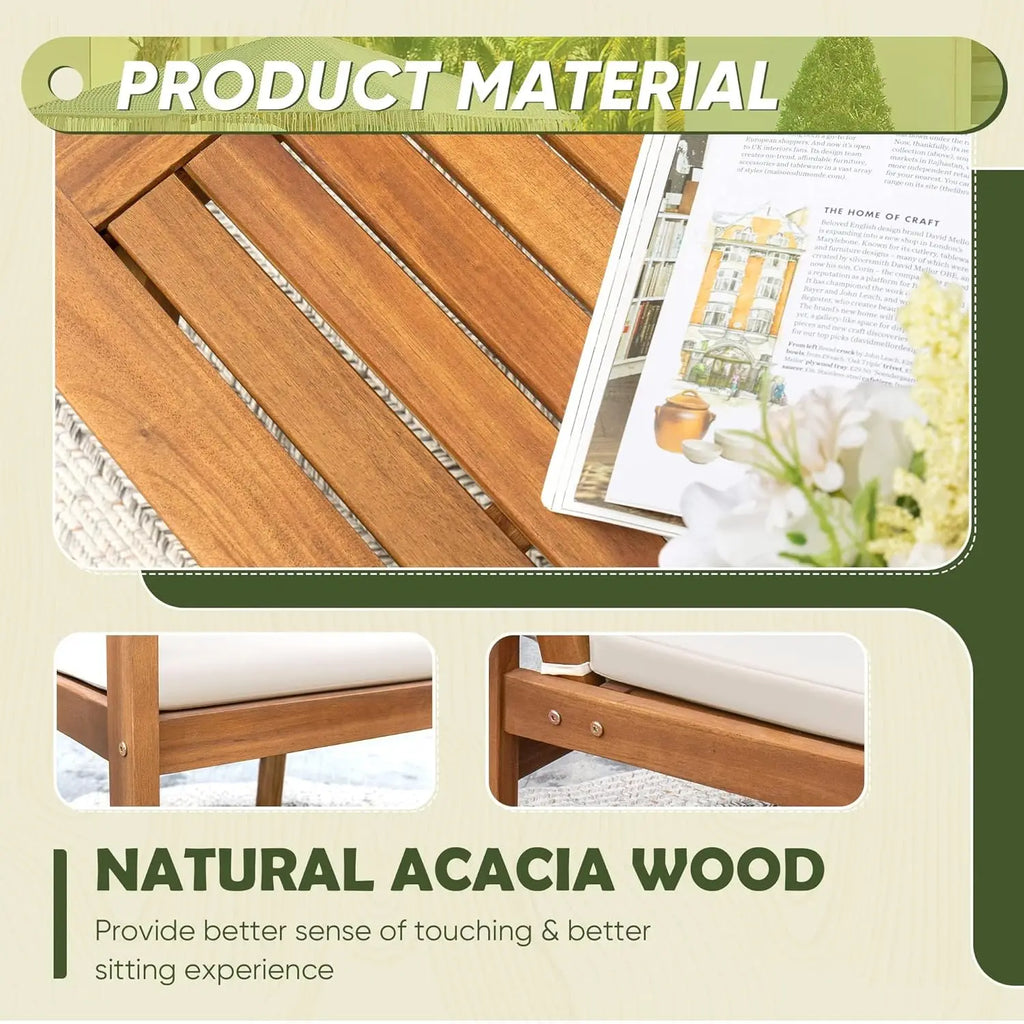 Patio Furniture 4 Piece Outdoor Acacia Wood