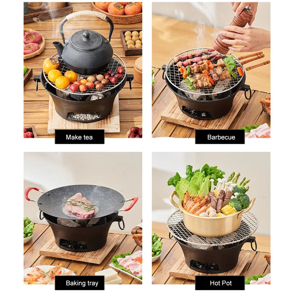 Stainless Steel Round Barbecue Grill Portable Stove