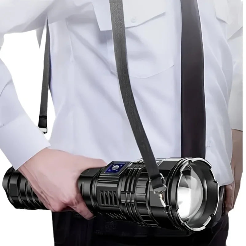 1000W Flash Light Emergency Spotlight 9km Tactical Torch