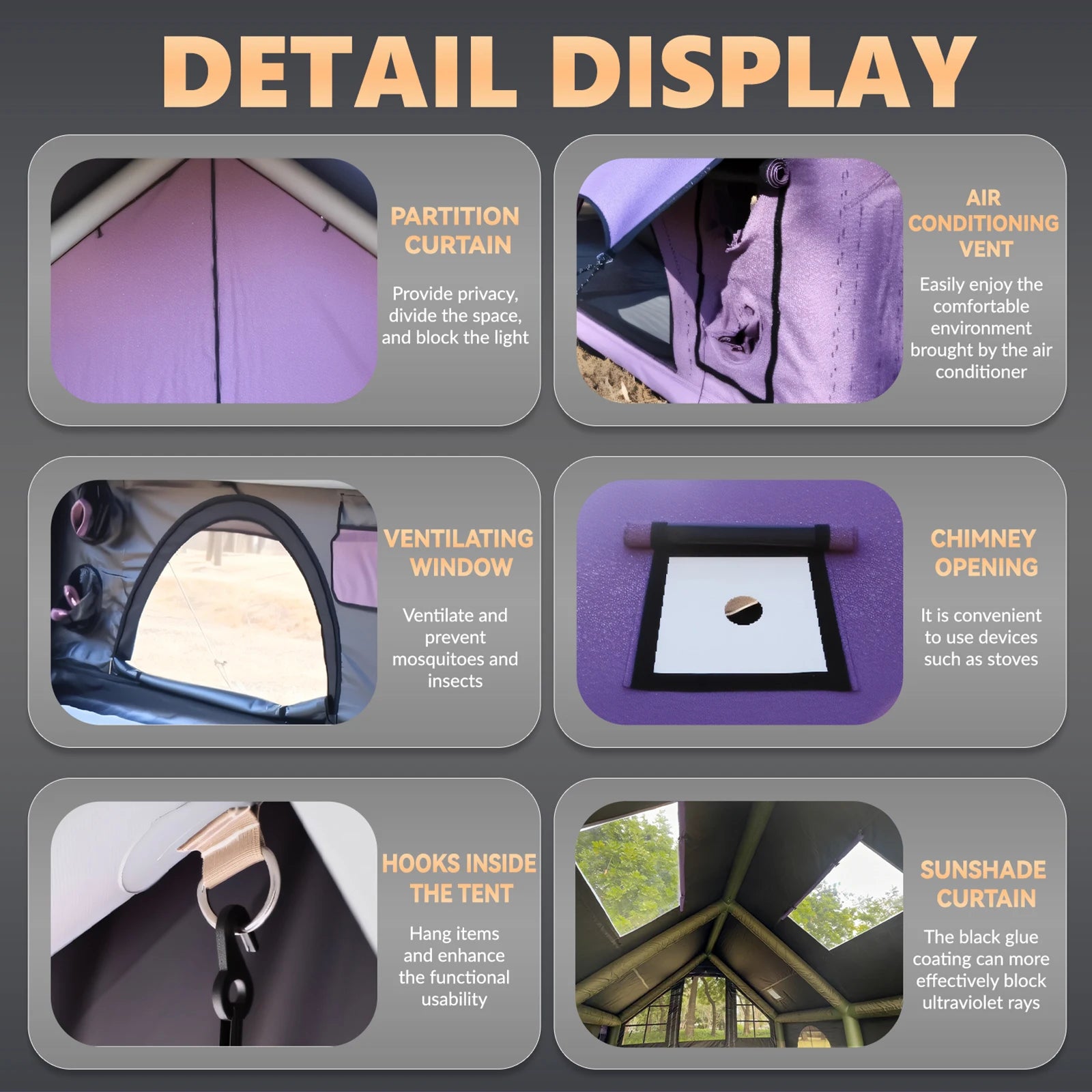 Purple Inflatable Tent with Hand Pump for Camping