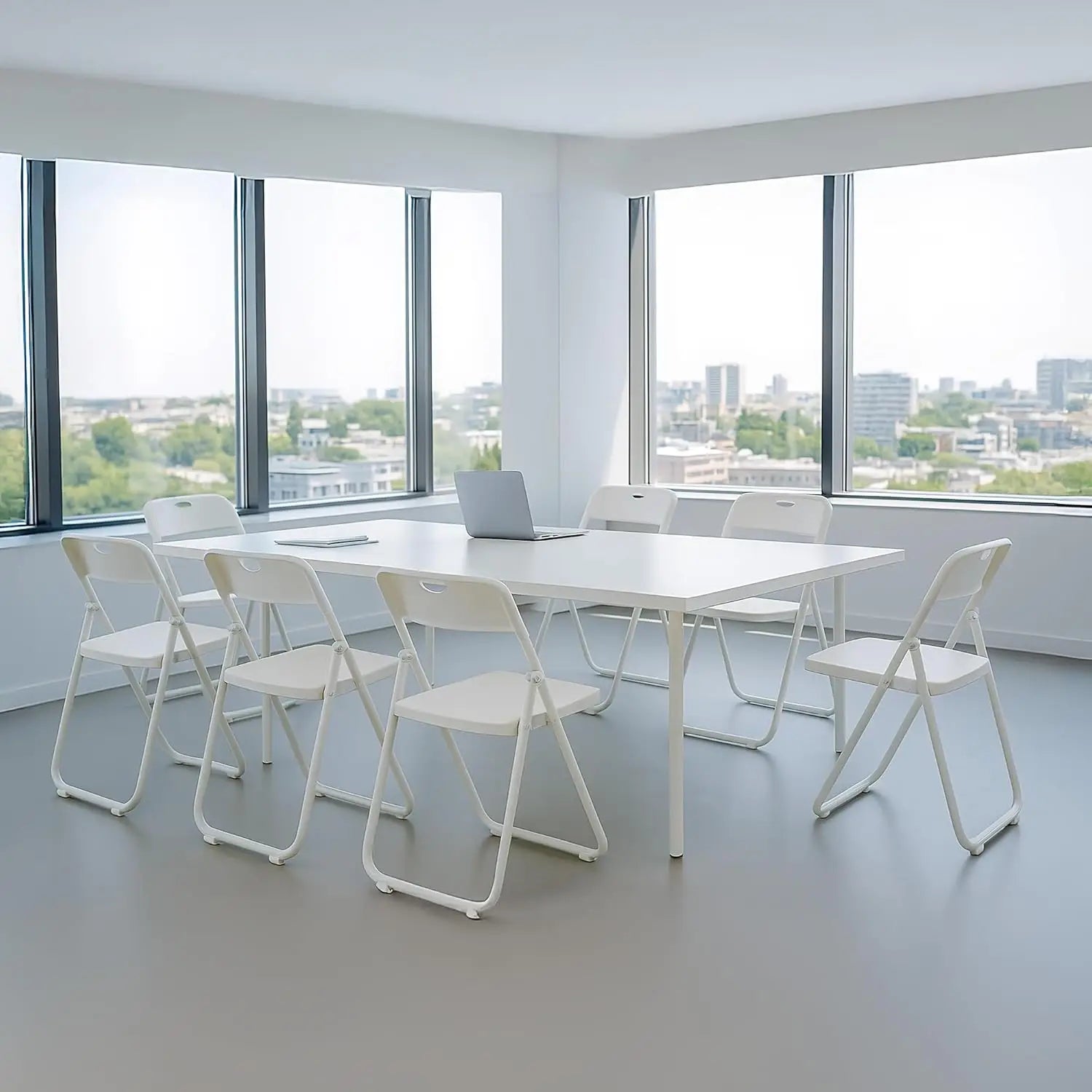 10 Pack White Plastic Folding Chairs