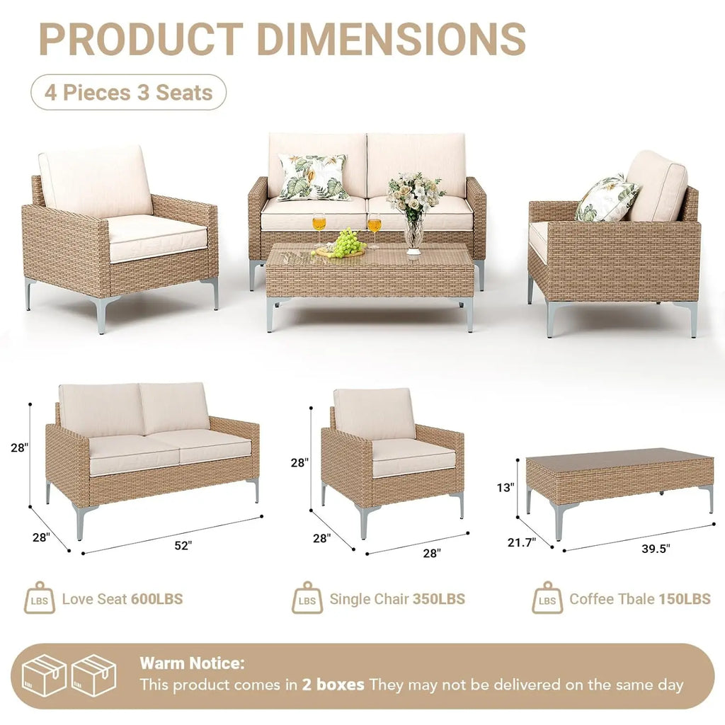 4-Piece Outdoor Sectional Sofa Set