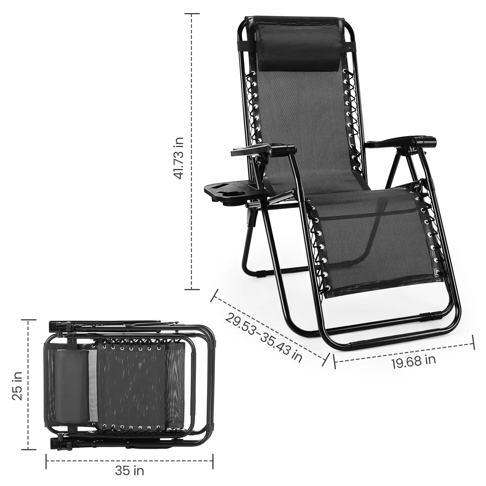 Zero Gravity Set of 2 Portable Recliner Pillow