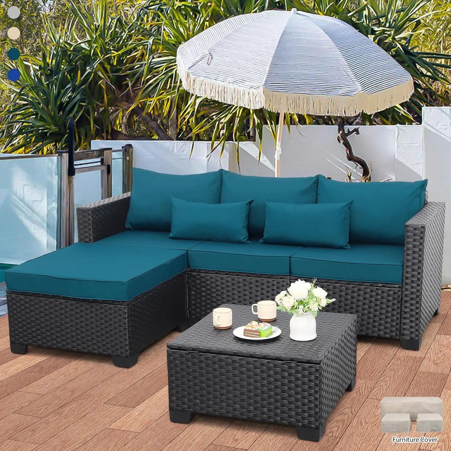 Patio Furniture Set Outdoor Sectional Wicker