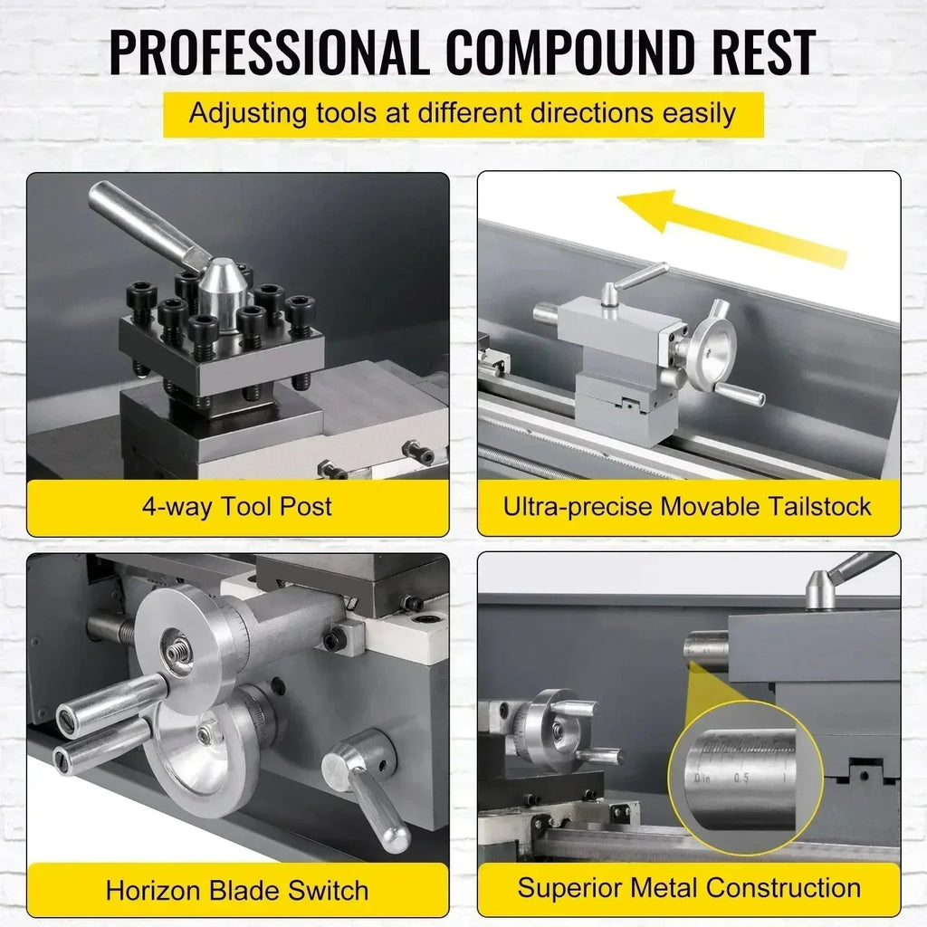 Metal Lathe Variable Speed Mini 3-Jaw Chuck