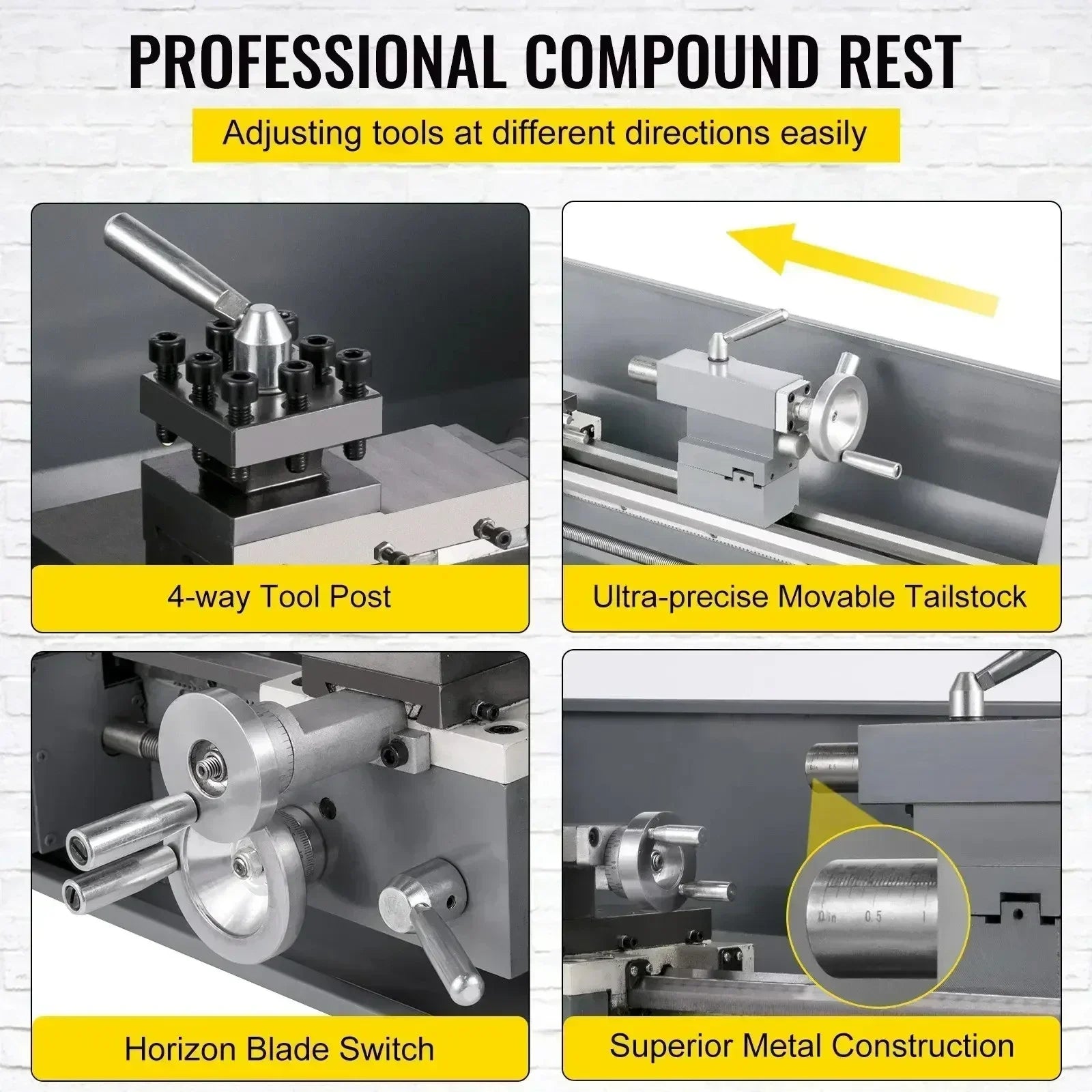 Metal Lathe Variable Speed Mini 3-Jaw Chuck
