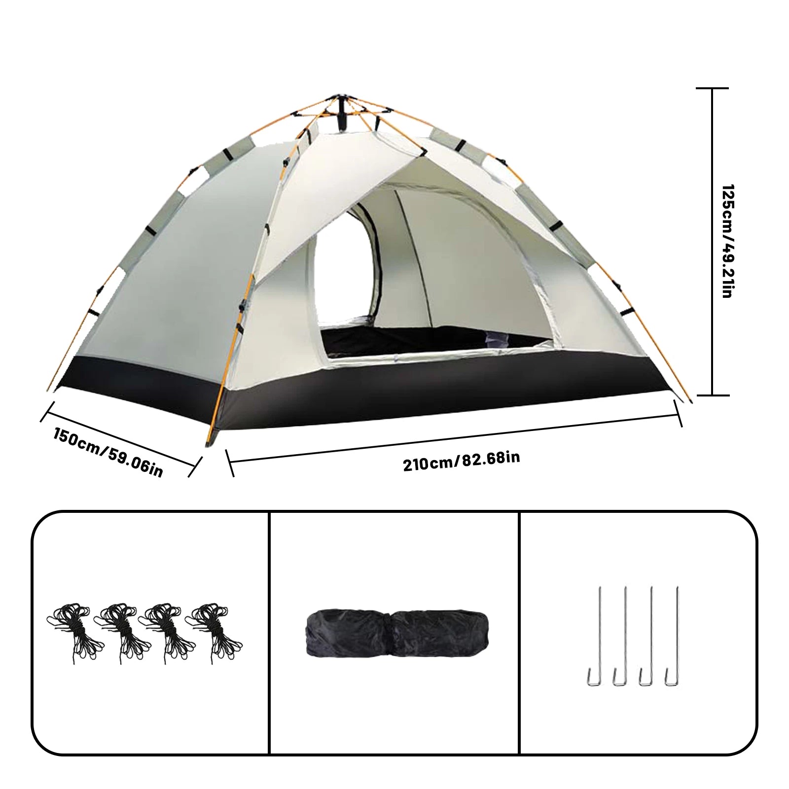 Silver Compact Auto-Tent 60-Second Setup Sunshade