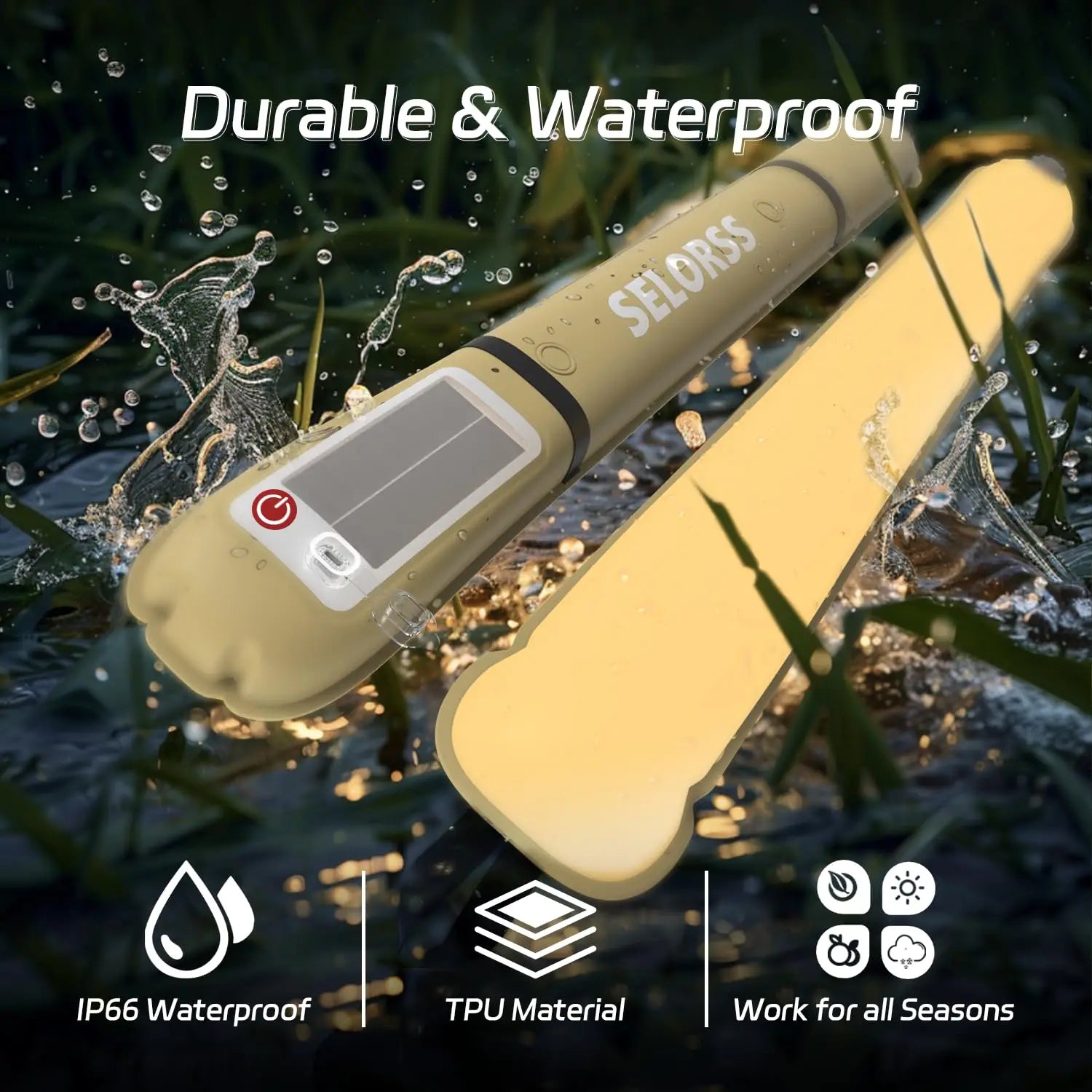 Solar Camping Lantern 2000mAh Folding Portable Light Waterproof