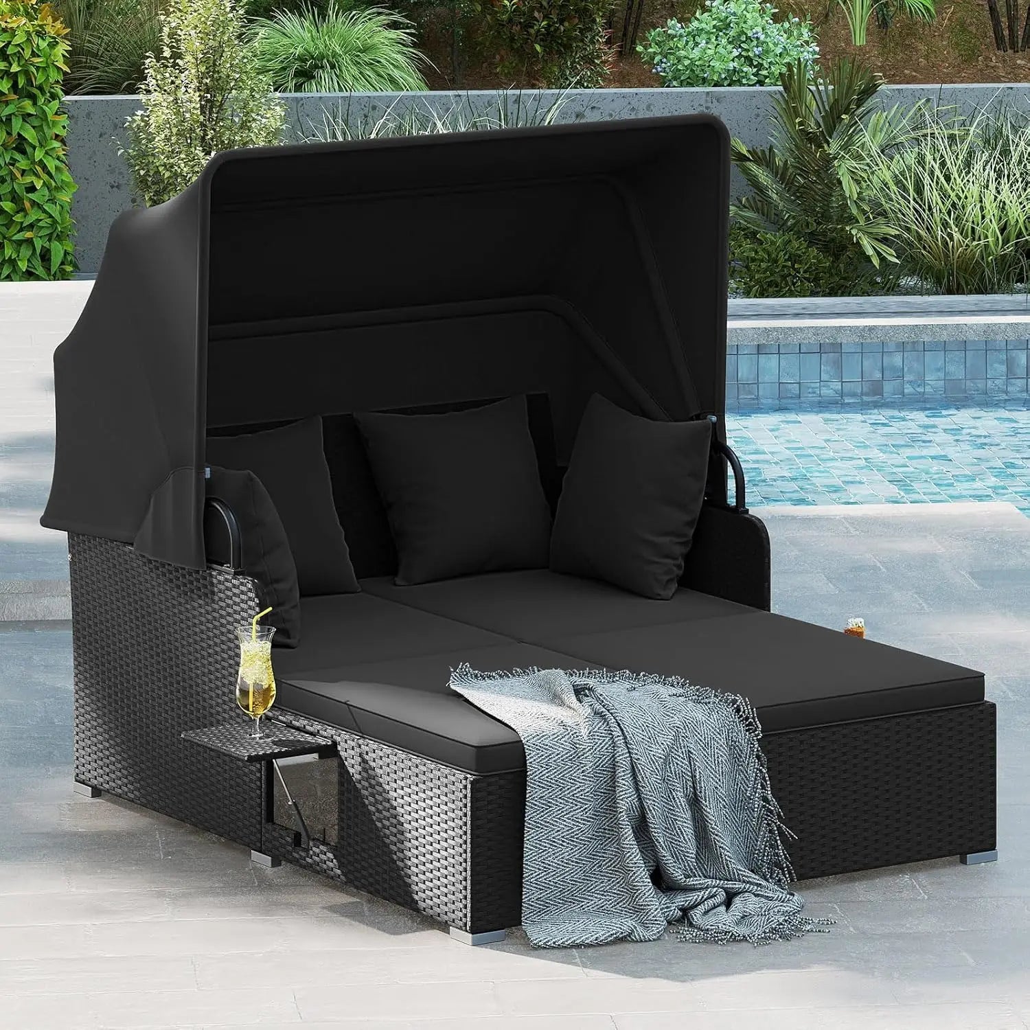 Outdoor Daybed with Canopy 2 Person