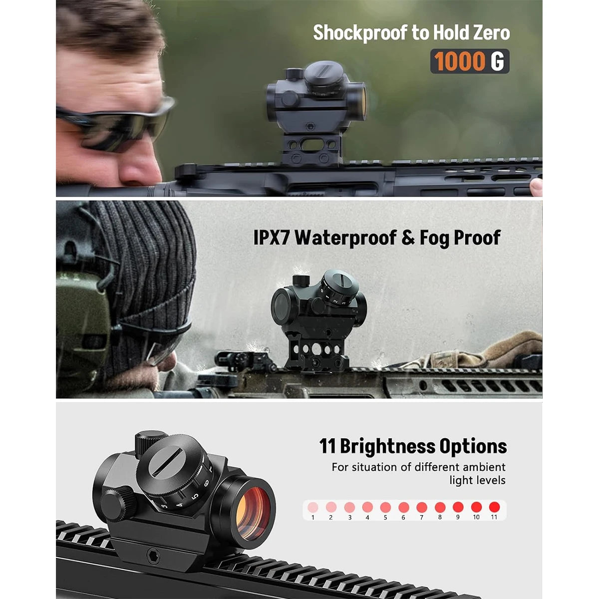 Red Dot Sight 1x25mm Waterproof and Shockproof Riser Mount
