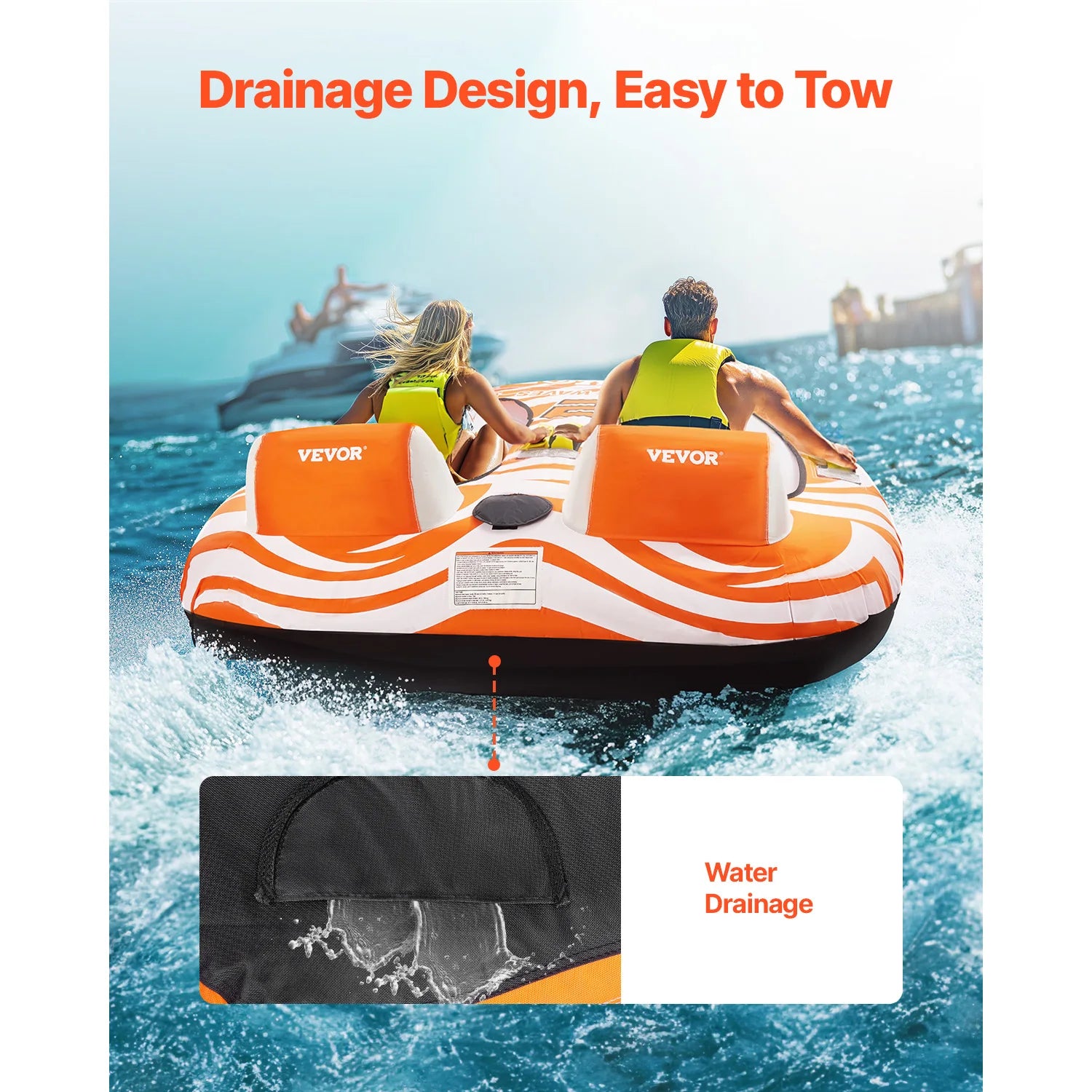 SucceBuy Towable Tubes for Boating 2Person Inflatable Boat Tubes