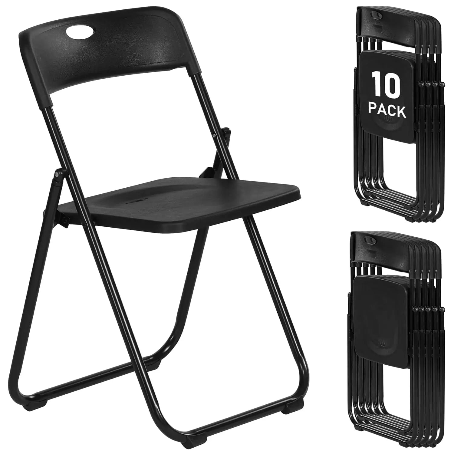 10 Pack White Plastic Folding Chairs