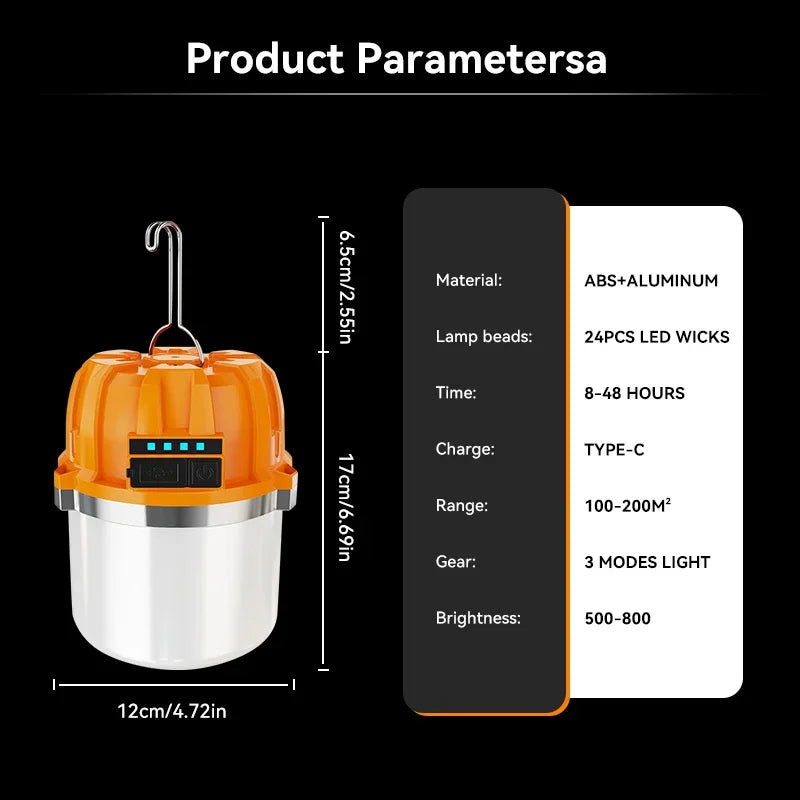 500W Lantern Rechargeable Lamp Flashlight