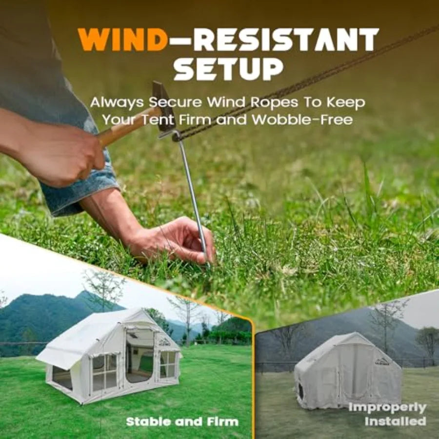 Inflatable Tent with Skylight Stove Jack