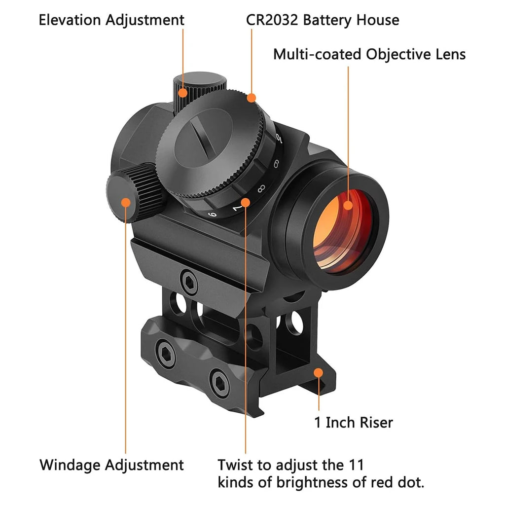 Red Dot Sight 1x25mm Waterproof and Shockproof Riser Mount