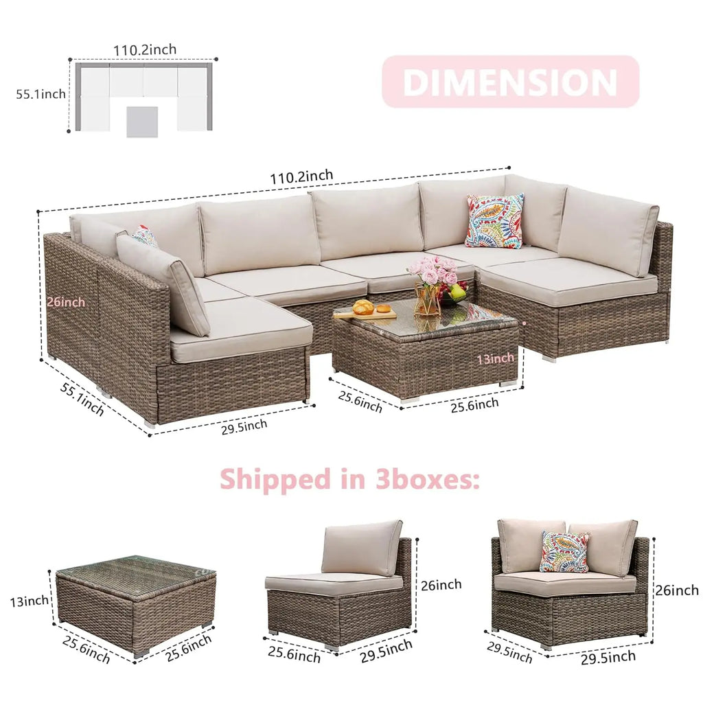 7 Pieces Patio Furniture Set